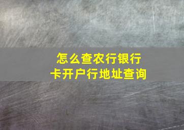 怎么查农行银行卡开户行地址查询