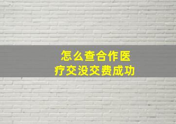 怎么查合作医疗交没交费成功