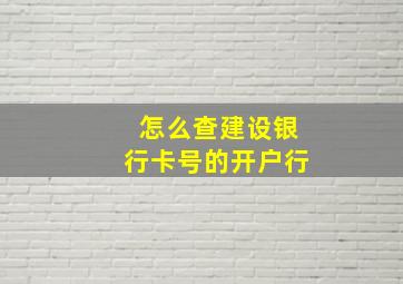 怎么查建设银行卡号的开户行