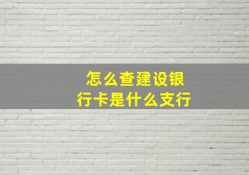 怎么查建设银行卡是什么支行