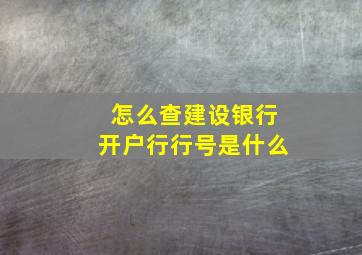 怎么查建设银行开户行行号是什么