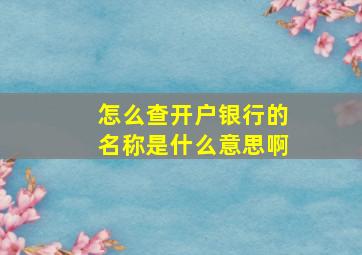 怎么查开户银行的名称是什么意思啊