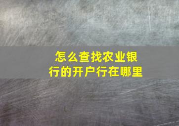 怎么查找农业银行的开户行在哪里