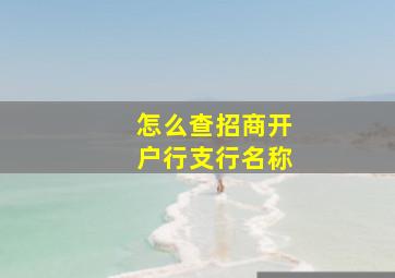 怎么查招商开户行支行名称