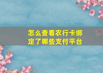 怎么查看农行卡绑定了哪些支付平台