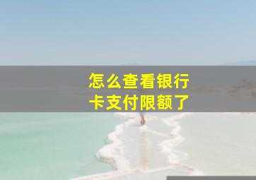 怎么查看银行卡支付限额了