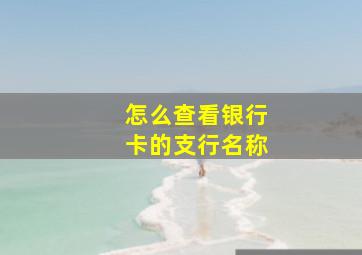 怎么查看银行卡的支行名称