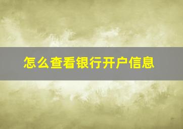 怎么查看银行开户信息