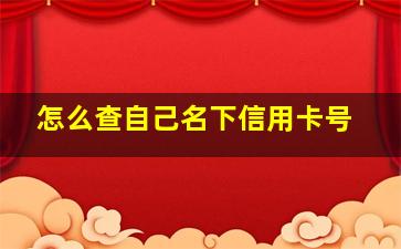 怎么查自己名下信用卡号