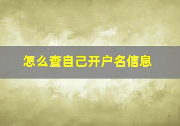 怎么查自己开户名信息