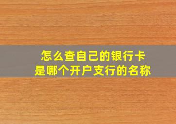 怎么查自己的银行卡是哪个开户支行的名称