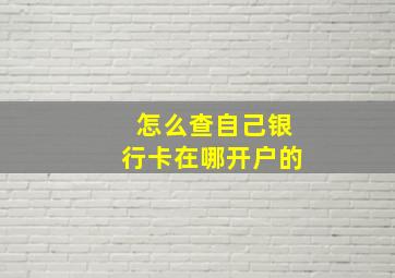 怎么查自己银行卡在哪开户的