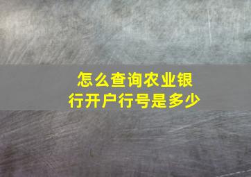 怎么查询农业银行开户行号是多少