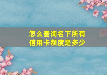 怎么查询名下所有信用卡额度是多少