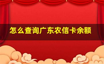 怎么查询广东农信卡余额