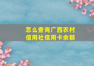 怎么查询广西农村信用社信用卡余额