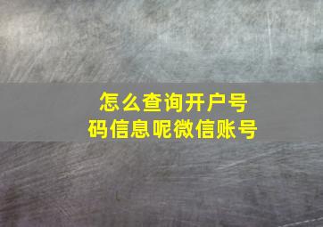 怎么查询开户号码信息呢微信账号