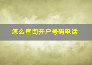 怎么查询开户号码电话