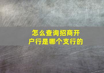 怎么查询招商开户行是哪个支行的