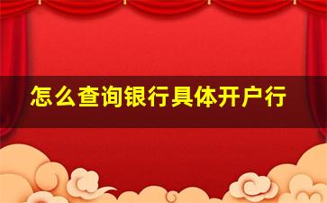 怎么查询银行具体开户行