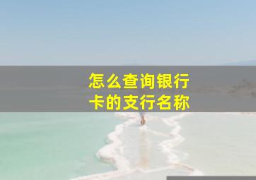 怎么查询银行卡的支行名称