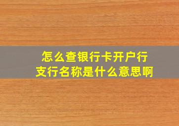 怎么查银行卡开户行支行名称是什么意思啊