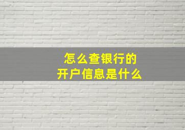 怎么查银行的开户信息是什么