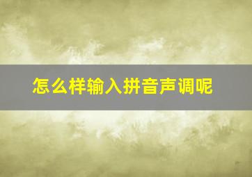 怎么样输入拼音声调呢