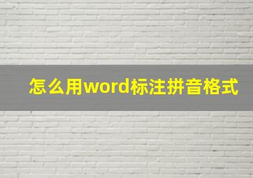 怎么用word标注拼音格式