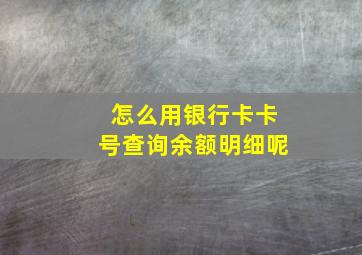 怎么用银行卡卡号查询余额明细呢