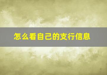 怎么看自己的支行信息