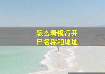 怎么看银行开户名称和地址