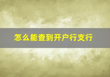 怎么能查到开户行支行