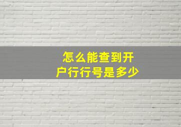 怎么能查到开户行行号是多少