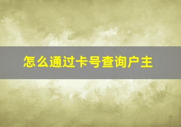 怎么通过卡号查询户主