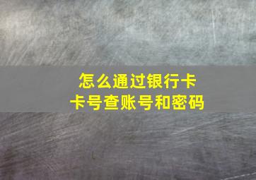 怎么通过银行卡卡号查账号和密码