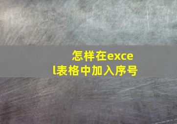 怎样在excel表格中加入序号