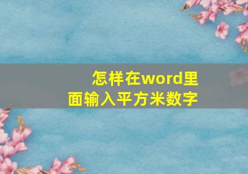 怎样在word里面输入平方米数字