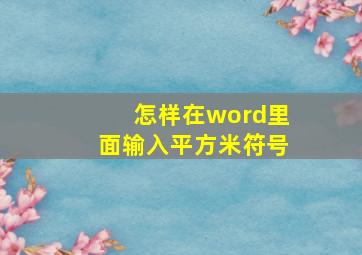 怎样在word里面输入平方米符号