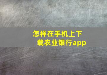 怎样在手机上下载农业银行app