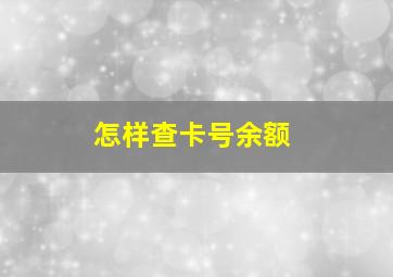 怎样查卡号余额