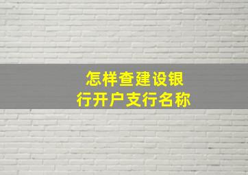 怎样查建设银行开户支行名称