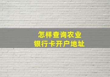 怎样查询农业银行卡开户地址