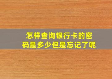 怎样查询银行卡的密码是多少但是忘记了呢