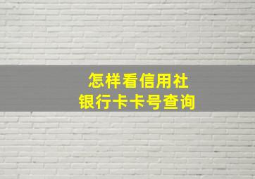 怎样看信用社银行卡卡号查询