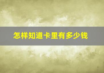 怎样知道卡里有多少钱