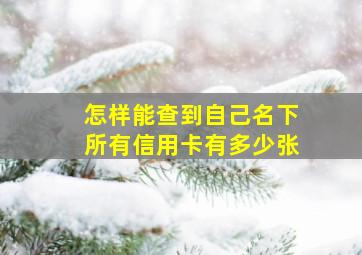 怎样能查到自己名下所有信用卡有多少张