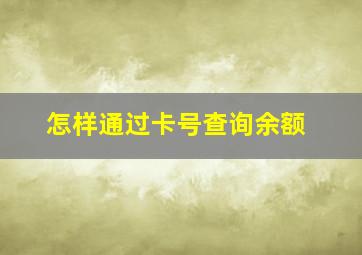 怎样通过卡号查询余额