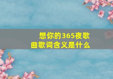 想你的365夜歌曲歌词含义是什么