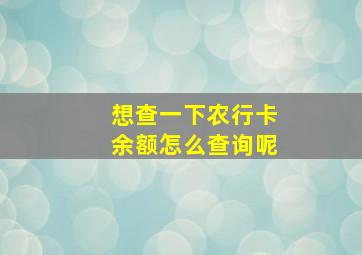 想查一下农行卡余额怎么查询呢